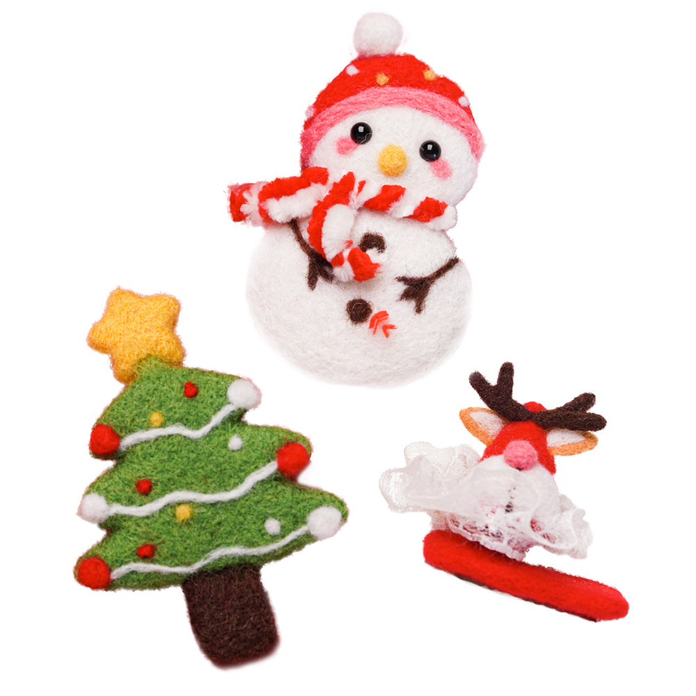 Christmas Brooches & Hair Clip Needle Felting Kit