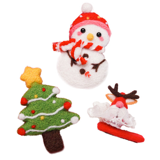 Christmas Brooches & Hair Clip Needle Felting Kit