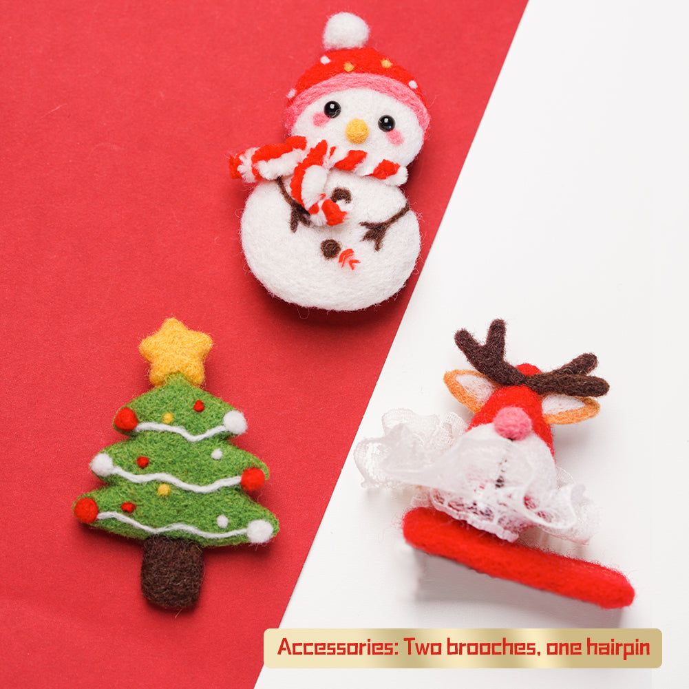 Christmas Brooches & Hair Clip Needle Felting Kit