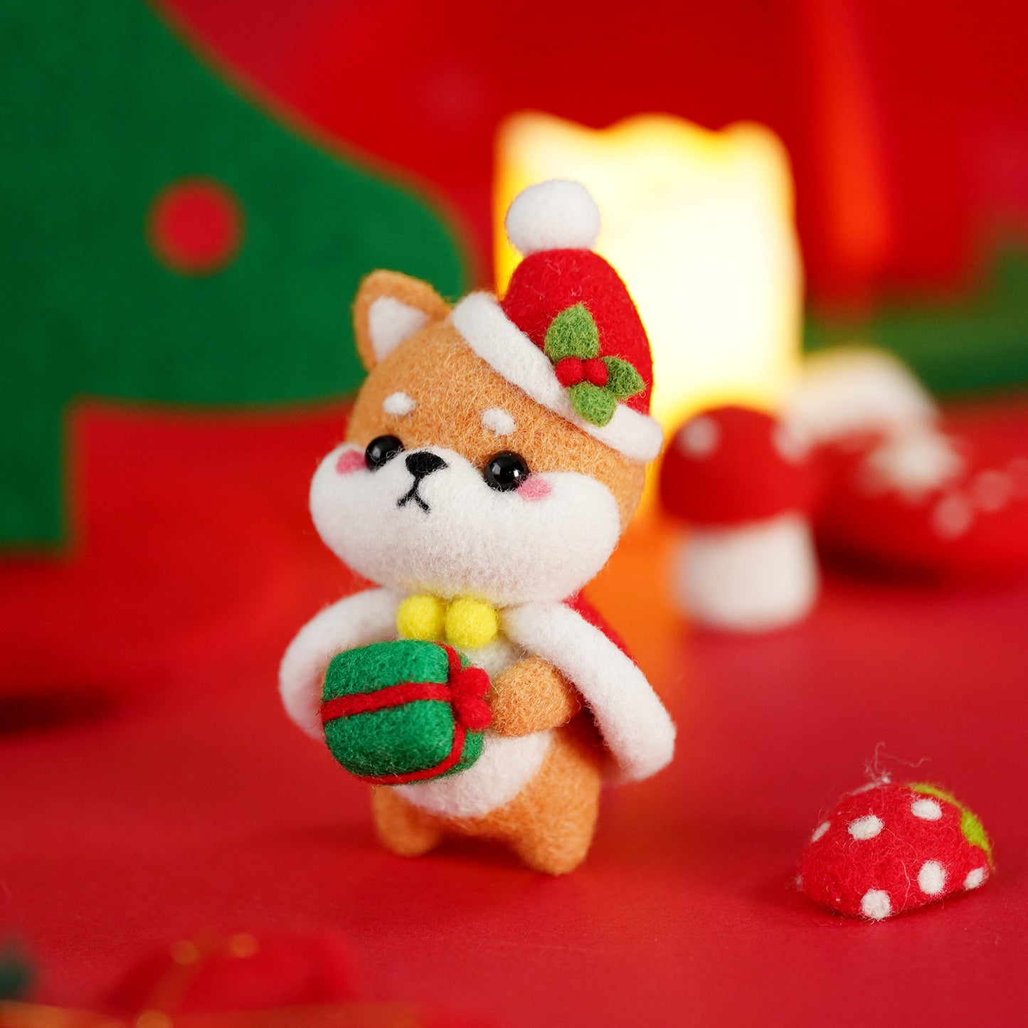 Christmas Shiba Inu, Santa, Kitties Needle Felting Kit Gift Set (1 Kit for 4)