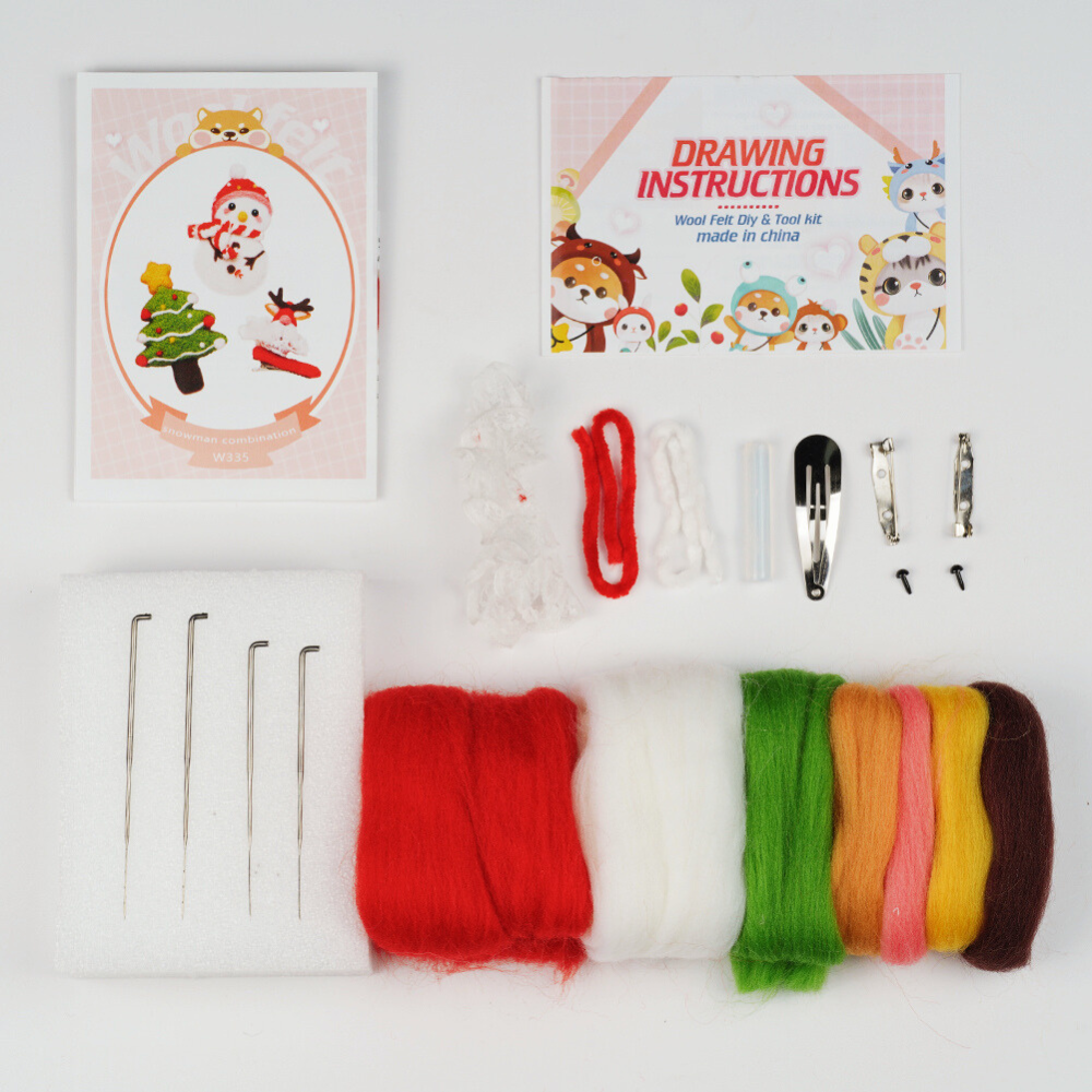 Christmas Brooches & Hair Clip Needle Felting Kit